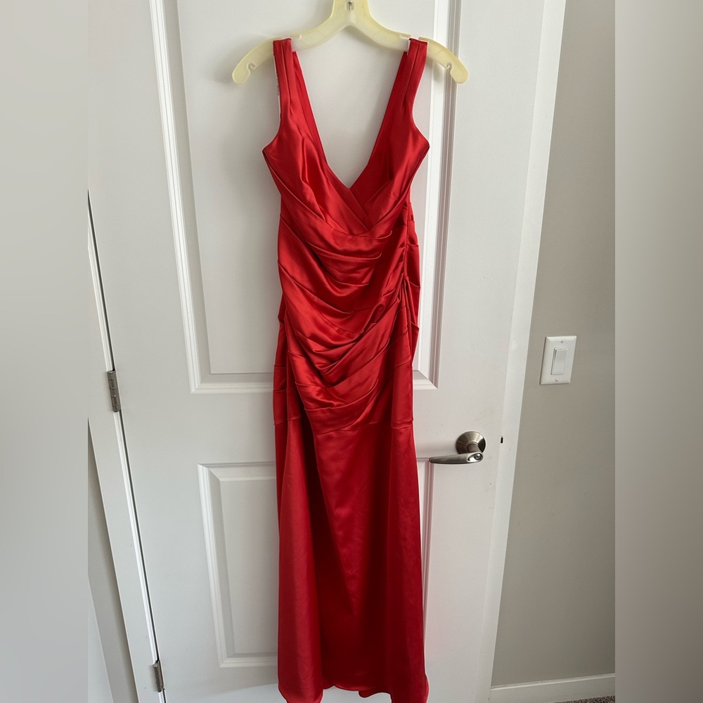 NWT David's Bridal bridesmaid's satin dress in persimmon color- size 10